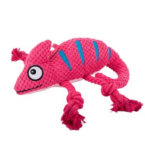 Brookbrand Pets Pink Chameleon Rope Squeaky Dog Toy