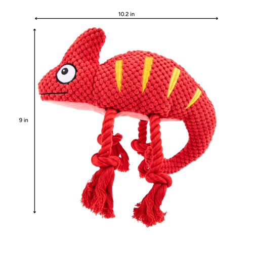 Brookbrand Pets Red Chameleon Rope Squeaky Dog Toy