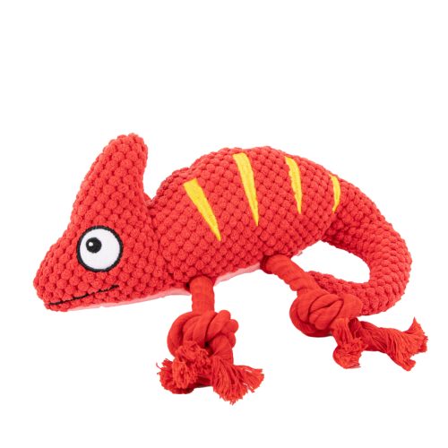 Brookbrand Pets Red Chameleon Rope Squeaky Dog Toy