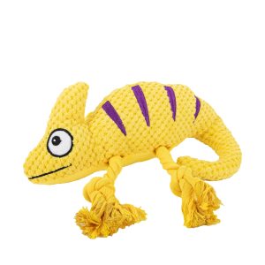 Brookbrand Pets Yellow Chameleon Rope Squeaky Dog Toy
